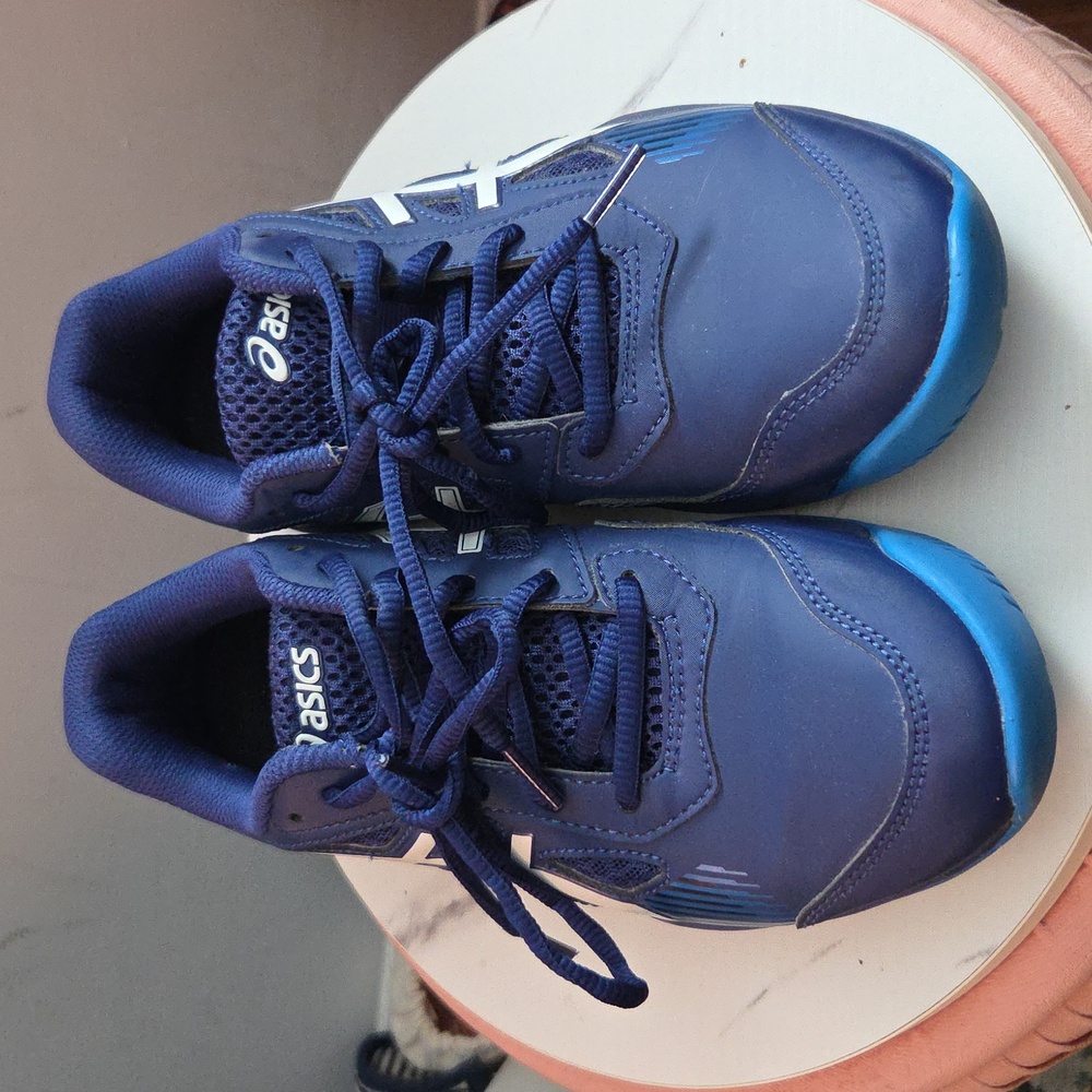 Asics Kids Gel Game Navy and Blue Sneakers size 4.5 - Picture 2 of 7
